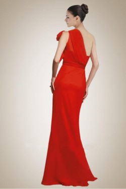 One-Shoulder Long Red Chiffon Bridesmaid Dresses/Wedding Party Dresses BD010382