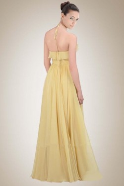 A-Line Halter Long Yellow Chiffon Bridesmaid Dresses/Wedding Party Dresses BD010383