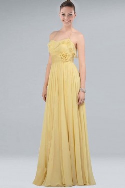 A-Line Halter Long Yellow Chiffon Bridesmaid Dresses/Wedding Party Dresses BD010383