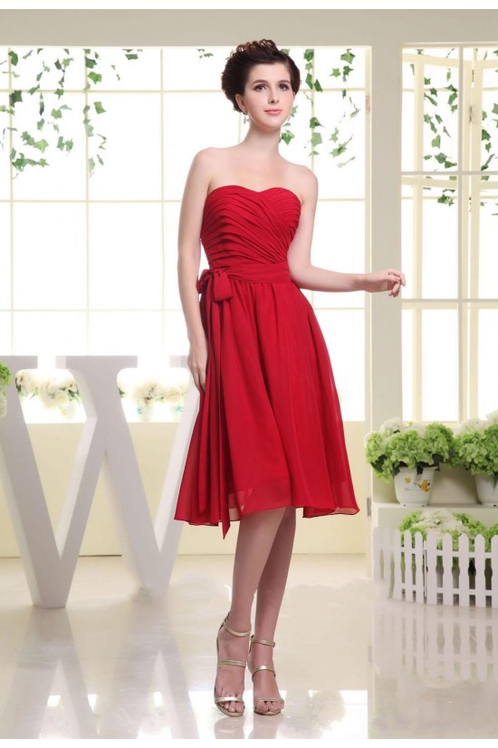 A-Line Sweetheart Short Red Chiffon Bridesmaid Dresses/Wedding Party Dresses BD010385 A-Line Sweetheart Short Red Chiffon Bridesmaid Dresses/Wedding Party Dresses BD010385