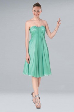 A-Line Halter Short Green Chiffon Bridesmaid Dresses Wedding Party Dresses BD010386