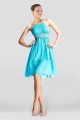 A-Line Beaded Short Blue Chiffon Bridesmaid Dresses/Wedding Party Dresses BD010389