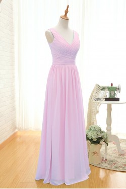 A-Line Long Pink Chiffon Bridesmaid Dresses/Wedding Party Dresses BD010393