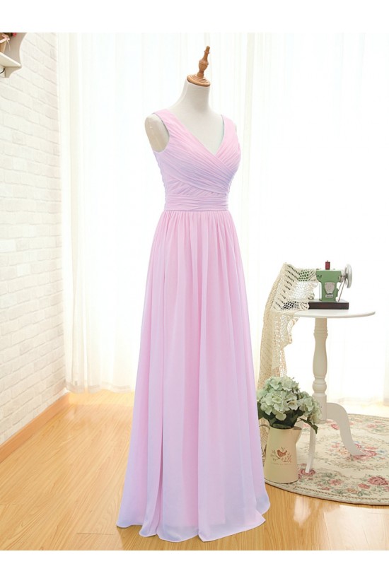 A-Line Long Pink Chiffon Bridesmaid Dresses/Wedding Party Dresses BD010393