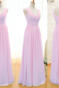 A-Line Long Pink Chiffon Bridesmaid Dresses/Wedding Party Dresses BD010393