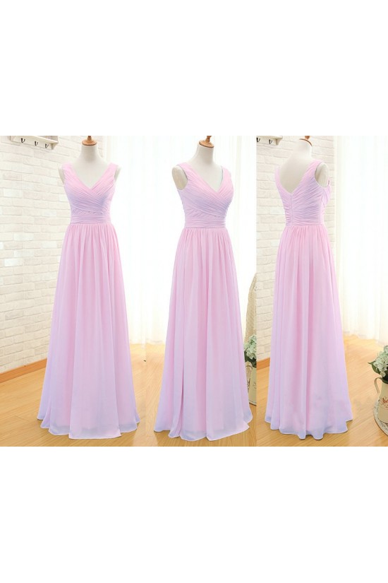 A-Line Long Pink Chiffon Bridesmaid Dresses/Wedding Party Dresses BD010393