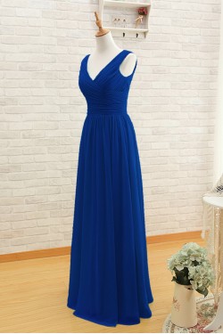 A-Line Long Royal Blue Chiffon Bridesmaid Dresses/Wedding Party Dresses BD010396