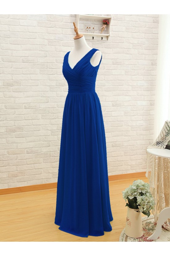 A-Line Long Royal Blue Chiffon Bridesmaid Dresses/Wedding Party Dresses BD010396