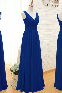 A-Line Long Royal Blue Chiffon Bridesmaid Dresses/Wedding Party Dresses BD010396
