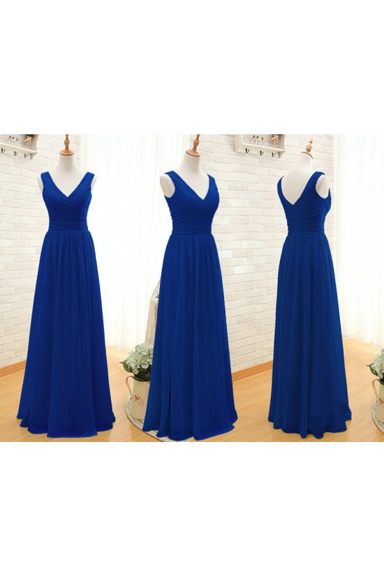 A-Line Long Royal Blue Chiffon Bridesmaid Dresses/Wedding Party Dresses BD010396