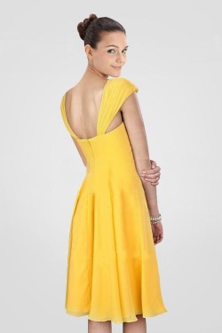 A-Line Short Yellow Chiffon Bridesmaid Dresses/Wedding Party Dresses BD010400