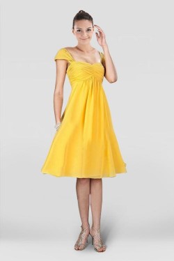 A-Line Short Yellow Chiffon Bridesmaid Dresses/Wedding Party Dresses BD010400