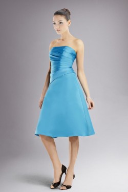 A-Line Strapless Blue Knee-Length Bridesmaid Dresses/Wedding Party Dresses BD010402