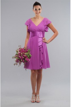 A-Line Short Purple Knee-Length Bridesmaid Dresses/Wedding Party Dresses BD010405