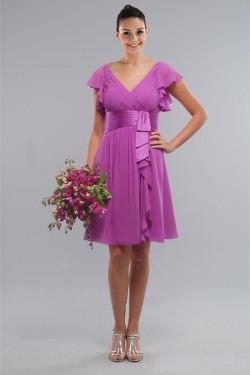 A-Line Short Purple Knee-Length Bridesmaid Dresses/Wedding Party Dresses BD010405