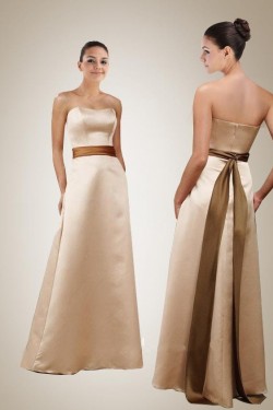 A-Line Strapless Floor-Length Satin Bridesmaid Dresses/Wedding Party Dresses BD010407