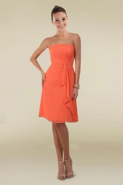 A-Line Strapless Knee-Length Chiffon Bridesmaid Dresses/Wedding Party Dresses BD010410