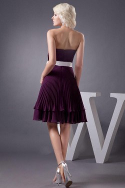 A-Line Strapless Pleated Purple Knee-Length Bridesmaid Dresses/Wedding Party Dresses BD010412