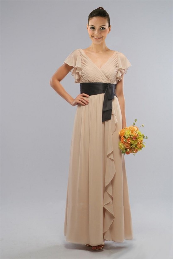 Sheath/Column V-Neck Long Chiffon Bridesmaid Dresses/Wedding Party Dresses BD010422