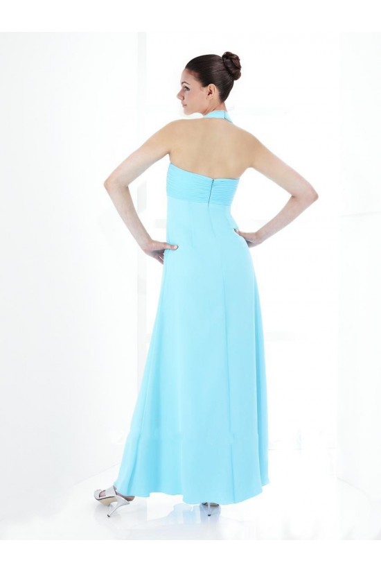 Empire Halter Long Blue Chiffon Bridesmaid Dresses/Wedding Party Dresses BD010423