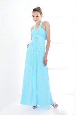 Empire Halter Long Blue Chiffon Bridesmaid Dresses/Wedding Party Dresses BD010423