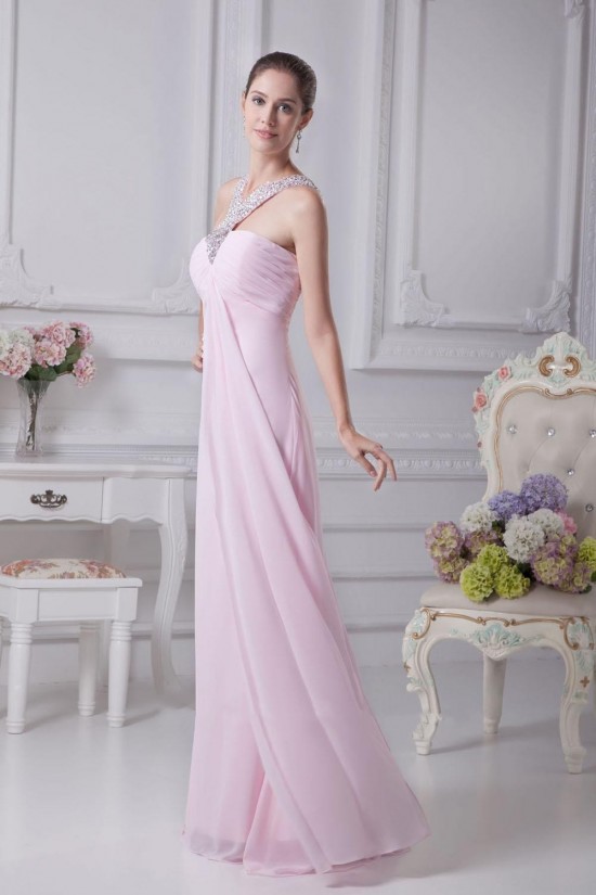 A-Line Empire Beaded Floor-Length Pink Chiffon Bridesmaid Dresses/Wedding Party Dresses/Maternity Dresses BD010426 A-Line Empire Beaded Floor-Length Pink Chiffon Bridesmaid Dresses/Wedding Party Dresses/Maternity Dresses BD010426
