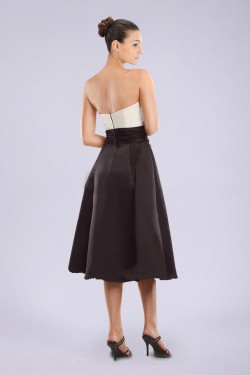 A-Line Strapless Black White Short Bridesmaid Dresses/Wedding Party Dresses BD010429