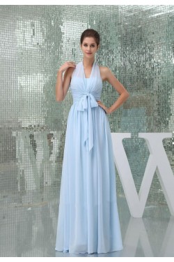 A-Line Halter Long Blue Chiffon Bridesmaid Dresses/Wedding Party Dresses BD010432