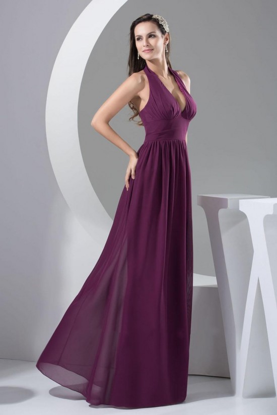 A-Line Halter Floor-Length Chiffon Bridesmaid Dresses/Wedding Party Dresses BD010437