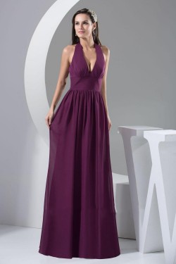 A-Line Halter Floor-Length Chiffon Bridesmaid Dresses/Wedding Party Dresses BD010437