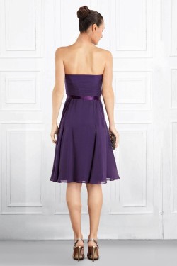 A-Line Strapless Short Purple Chiffon Bridesmaid Dresses/Wedding Party Dresses BD010439