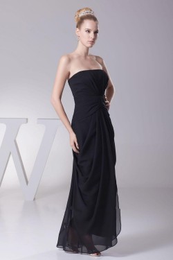 Sheath/Column Strapless Black Floor-Length Chiffon Bridesmaid Dresses/Wedding Party Dresses BD010442