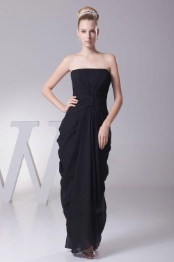 Sheath/Column Strapless Black Floor-Length Chiffon Bridesmaid Dresses/Wedding Party Dresses BD010442