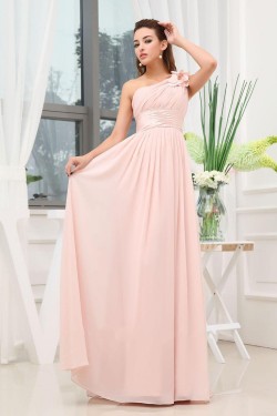 A-Line One-Shoulder Floor-Length Chiffon Bridesmaid Dresses/Wedding Party Dresses BD010445