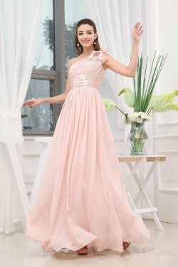 A-Line One-Shoulder Floor-Length Chiffon Bridesmaid Dresses/Wedding Party Dresses BD010445
