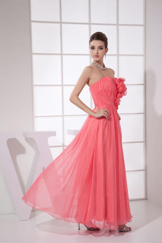 A-Line Strapless Long Chiffon Bridesmaid Dresses/Wedding Party Dresses BD010448