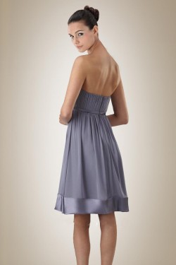 Empire Strapless Grey Short Chiffon Bridesmaid Dresses/Wedding Party Dresses/Maternity Dresses BD010454