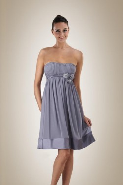 Empire Strapless Grey Short Chiffon Bridesmaid Dresses/Wedding Party Dresses/Maternity Dresses BD010454