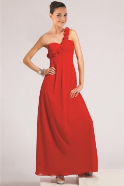 Empire One-Shoulder Floor-Length Chiffon Bridesmaid Dresses/Wedding Party Dresses/Maternity Dresses BD010457