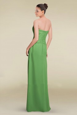 Sheath/Column Strapless Green Floor-Length Chiffon Bridesmaid Dresses/Wedding Party Dresses BD010464