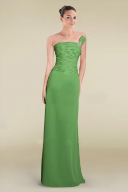 Sheath/Column Strapless Green Floor-Length Chiffon Bridesmaid Dresses/Wedding Party Dresses BD010464