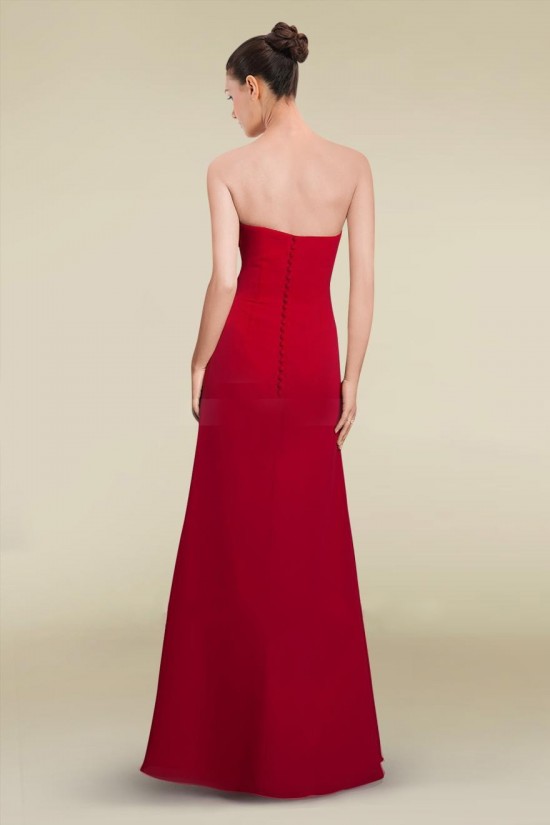 Sheath/Column Strapless Floor-Length Red Chiffon Bridesmaid Dresses/Wedding Party Dresses BD010466 Sheath/Column Strapless Floor-Length Red Chiffon Bridesmaid Dresses/Wedding Party Dresses BD010466
