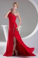 Sheath/Column One-Shoulder Beaded Long Red Chiffon Bridesmaid Dresses/Wedding Party Dresses BD010467