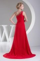 Sheath/Column One-Shoulder Beaded Long Red Chiffon Bridesmaid Dresses/Wedding Party Dresses BD010467