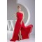 Sheath/Column One-Shoulder Beaded Long Red Chiffon Bridesmaid Dresses/Wedding Party Dresses BD010467