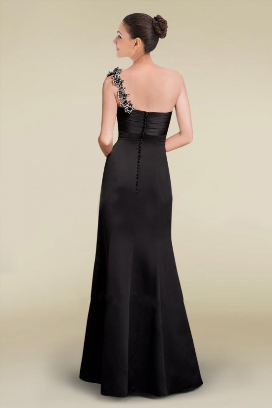 Trumpet/Mermaid One-Shoulder Long Black Bridesmaid Dresses/Wedding Party Dresses BD010468