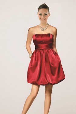 Short/Mini Strapless Red Bridesmaid Dresses/Wedding Party Dresses BD010469