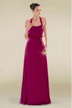 A-Line Halter Floor-Length Chiffon Bridesmaid Dresses/Wedding Party Dresses BD010473