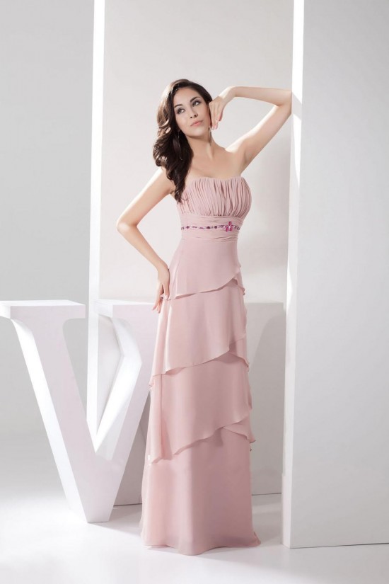 A-Line Strapless Chiffon Floor-Length Bridesmaid Dresses/Wedding Party Dresses BD010482