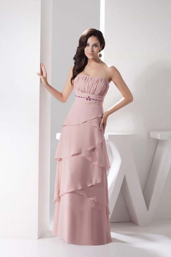 A-Line Strapless Chiffon Floor-Length Bridesmaid Dresses/Wedding Party Dresses BD010482